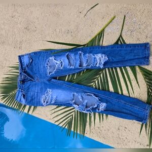 Distressed Blue Jeans